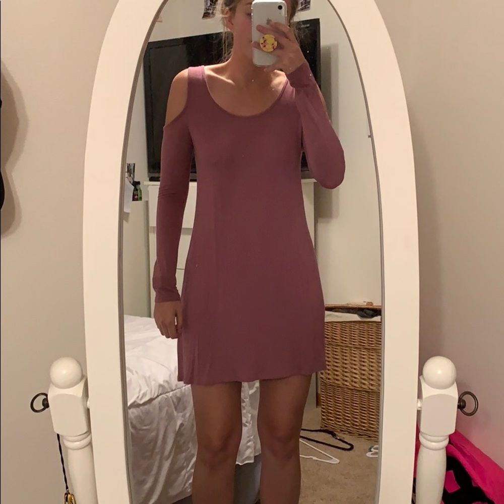 lavender off the shoulder dress